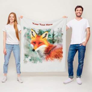 Whimsical Red Fox Fleece Blanket