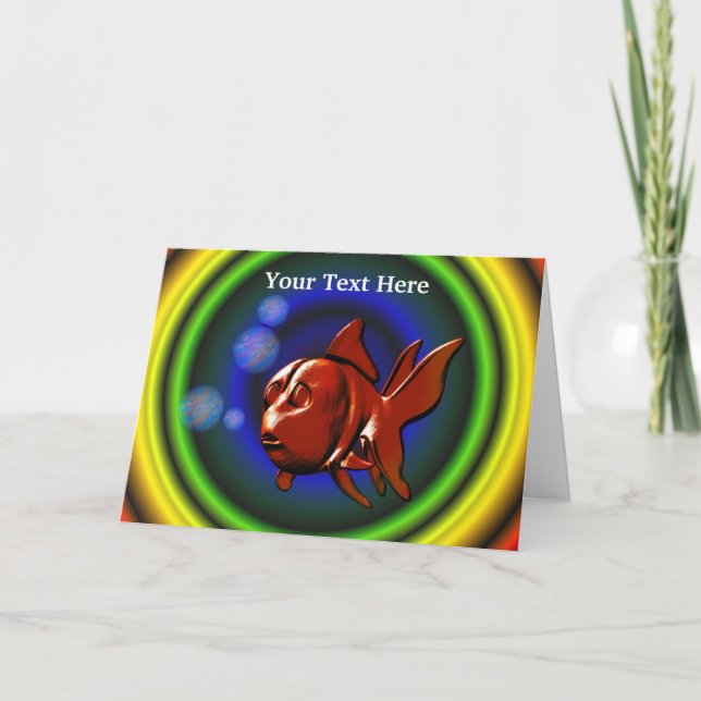 Whimsical Red Goldfish Animal Art Photo Card (Front)