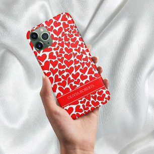 Whimsical Red Hearts Valentine's Day Personalized Case-Mate iPhone 14 Case