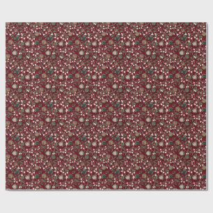 Whimsical Red Mistletoe & Bauble Christmas  Wrapping Paper
