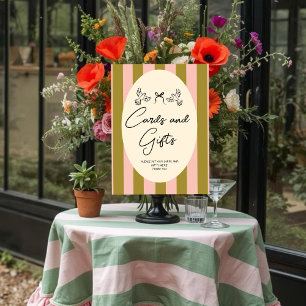 Whimsical Red Pink “Cards and Gifts” Wedding Poster