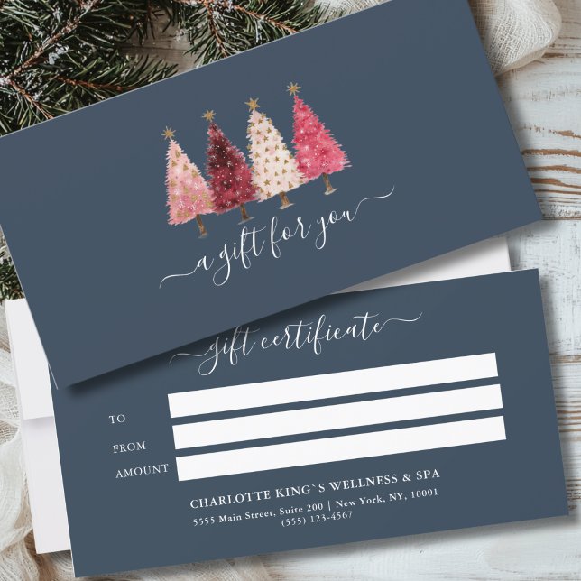 Whimsical Red Pink Navy Blue Gift Certificate (Custom Whimsical Red Pink Navy Blue Business Salon Gift Certificate)