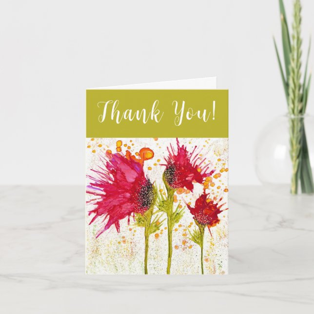 Whimsical Red Poppies Greeting Card  (Front)