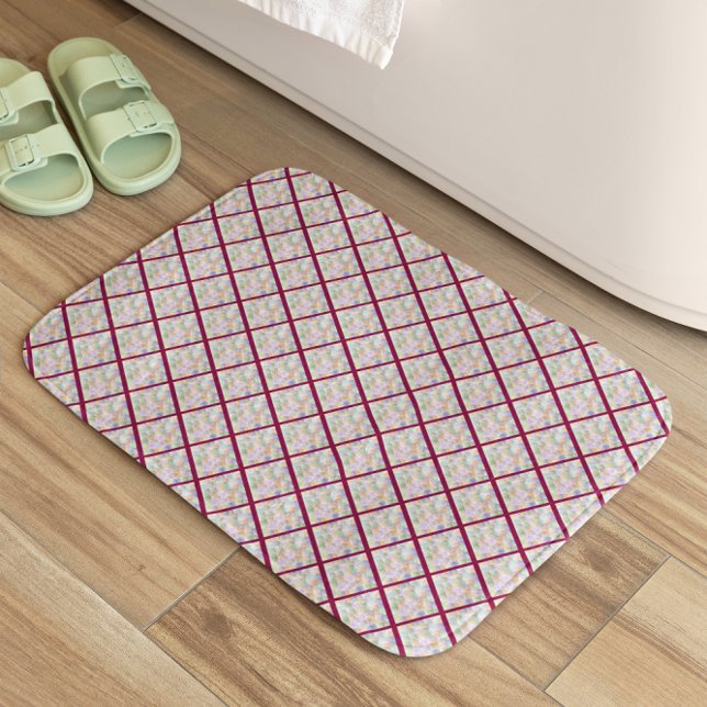 Whimsical Red Rhombus Abstract Shower Curtain Bath Mat (Creator Uploaded)