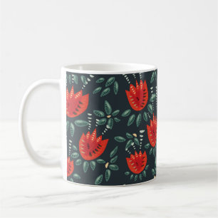  Whimsical Red Tulips Floral Art – Abstract Spring Coffee Mug