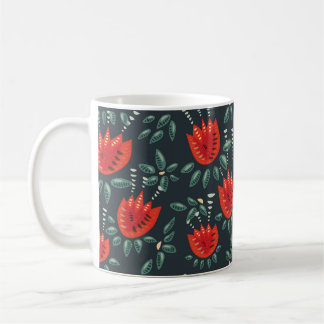 Whimsical Red Tulips Floral Art – Abstract Spring Coffee Mug