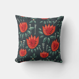  Whimsical Red Tulips Floral Art – Abstract Spring Cushion