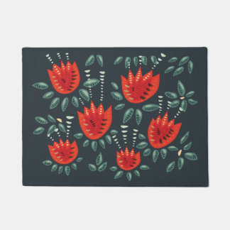 Whimsical Red Tulips Floral Art – Abstract Spring Doormat
