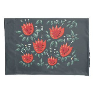 Whimsical Red Tulips Floral Art – Abstract Spring Pillowcase