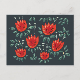 Whimsical Red Tulips Floral Art – Abstract Spring Postcard