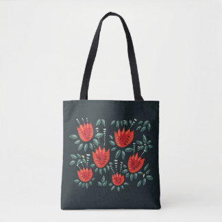  Whimsical Red Tulips Floral Art – Abstract Spring Tote Bag
