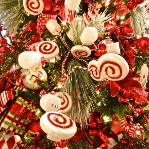 Red And White Candy Christmas Tree Decorations Ornaments