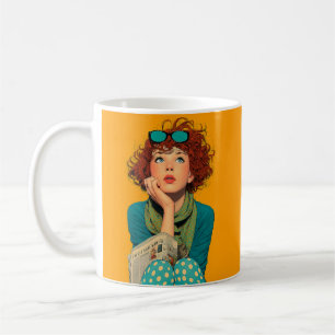 Whimsical Redhead in Polka Dots Coffee Mug