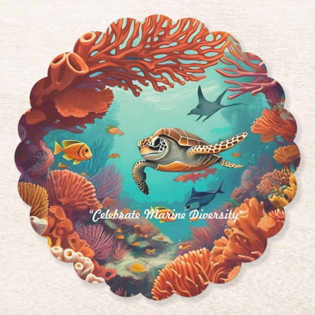 "Whimsical Reef" Paper Coaster (Front)