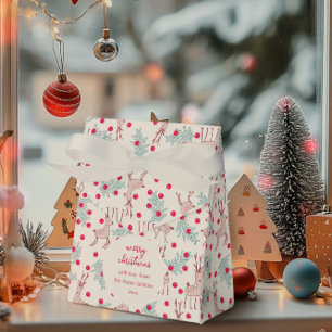 Whimsical Reindeer and Berry Christmas Pattern Favour Box