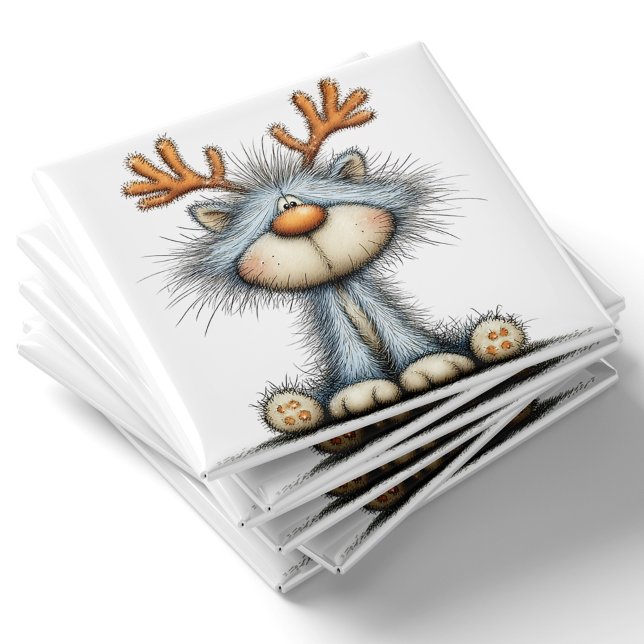 Whimsical Reindeer Cat Christmas Magnet (Whimsical Reindeer Cat Christmas Magnet by PiggyPrint Stickers.)