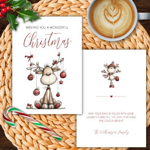 Whimsical Reindeer Christmas Card