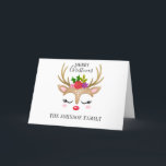 Whimsical Reindeer Christmas Folded Holiday Card<br><div class="desc">A cute reindeer face with flowers decorates this Christmas card. Cute and festive to send to family and friends. A unique Christmas card for sending this Holiday Season. Designed for you by Blackberry Boulevard.</div>