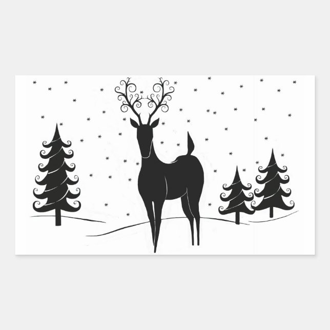 Whimsical Reindeer Rectangular Sticker (Front)