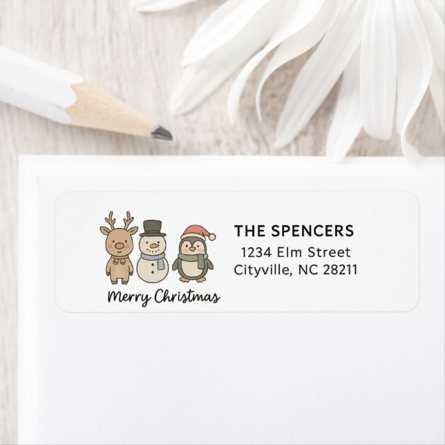 Whimsical Reindeer, Snowman & Penguin Christmas (Insitu)