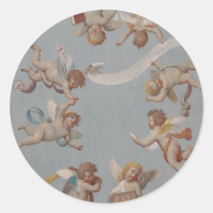 Whimsical Renaissance Cherub Angels Classic Round Sticker