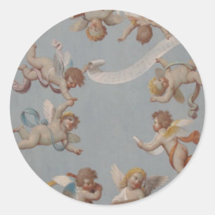 Whimsical Renaissance Cherub Angels Classic Round Sticker