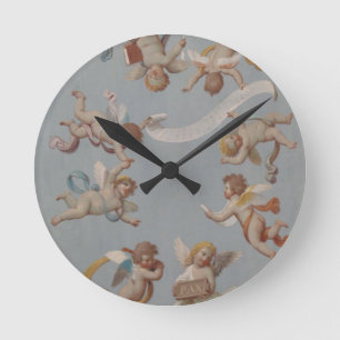 Whimsical Renaissance Cherub Angels painting Round Clock