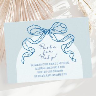 Whimsical Retro Blue Hand Drawn Bow Baby Shower Enclosure Card