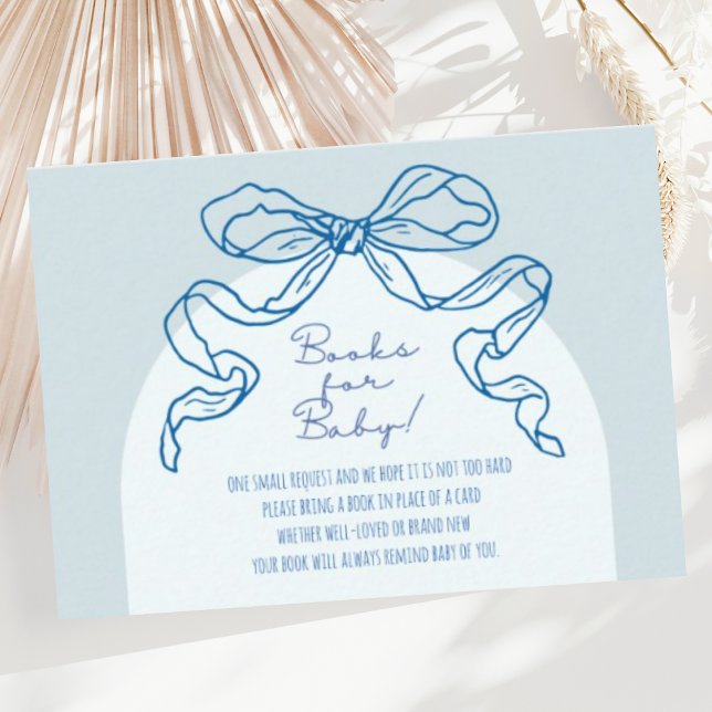 Whimsical Retro Blue Hand Drawn Bow Baby Shower Enclosure Card (Creator Uploaded)