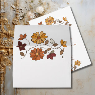 Whimsical Retro Boho Floral Wedding Envelope