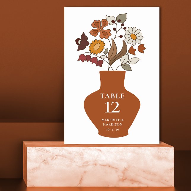Whimsical Retro Boho Floral Wedding Table Number (Whimsical Retro Boho Floral Wedding Table Number)