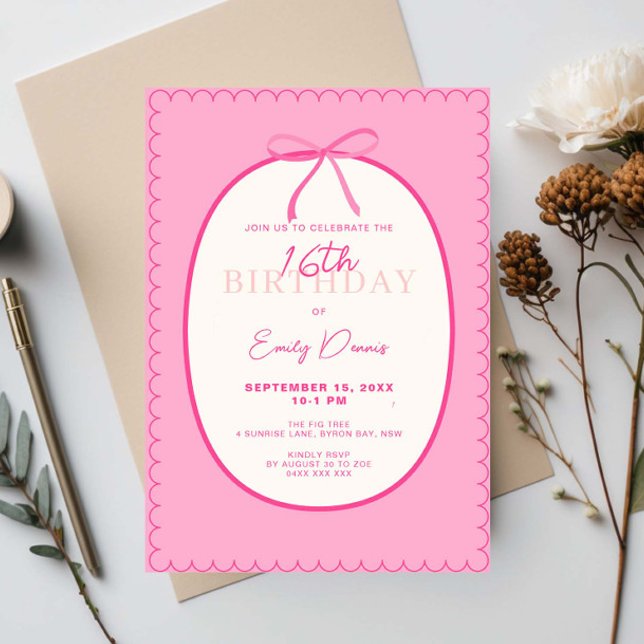 Whimsical Retro Border 16th Birthday Party Invitation (Creator Uploaded)