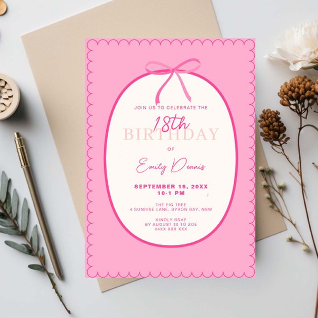 Whimsical Retro Border 18th Birthday Party Invitation (Creator Uploaded)