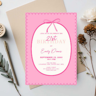 Whimsical Retro Border 21st Birthday Party Invitation