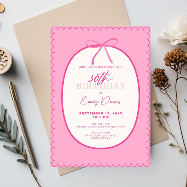 Whimsical Retro Border 30th Birthday Party Invitation (Creator Uploaded)