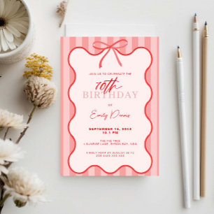 Whimsical Retro Border 70th Birthday Party Invitation