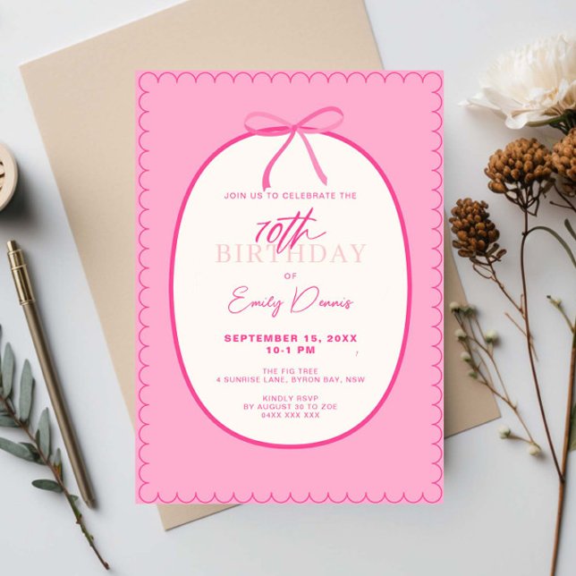 Whimsical Retro Border 70th Birthday Party Invitation (Creator Uploaded)