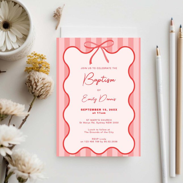 Whimsical Retro Border Baptism  Invitation (Creator Uploaded)