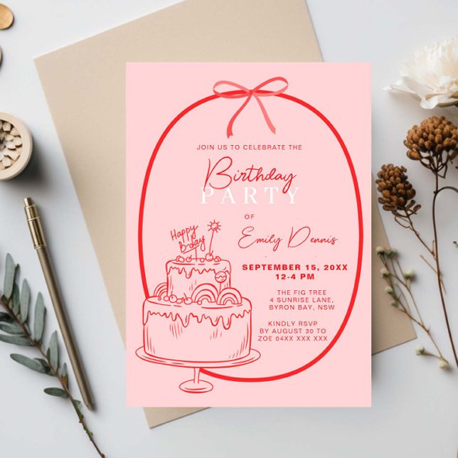 Whimsical Retro Border Birthday Party Invitation (Creator Uploaded)