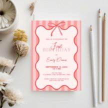 Whimsical Retro Border First Birthday Party