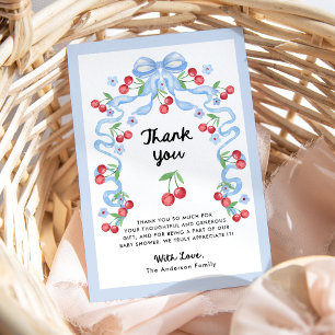Whimsical Retro Cherries   Baby Shower Thank You Card