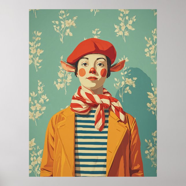 Whimsical Retro Christmas Elf Poster (Front)