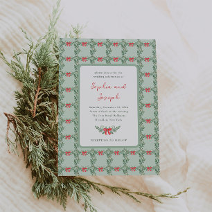 Whimsical Retro   Christmas Holiday Wedding Invitation