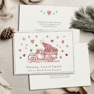 Whimsical Retro Christmas Truck Small Business Holiday Card