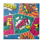 Whimsical Retro Comic Blast - Pop Art Tile<br><div class="desc">Dive into a world of nostalgic fun with our "OMG!!! BOOM! OOOPS!!! POOf!" ceramic tile. This vibrant and playful design features a seamless pattern reminiscent of retro comic book explosions, rendered in eye-catching pop art style. Let this tile inject a burst of energy and colour into your space, sparking joy...</div>