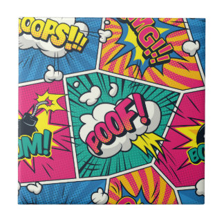 Whimsical Retro Comic Blast - Pop Art Tile