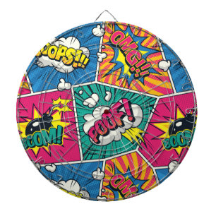 Whimsical Retro Comic Burst - Vibrant Pop Art Dartboard