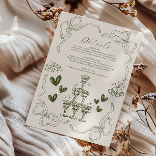 Whimsical Retro Doodle Art Wedding Enclosure Card