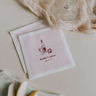 Whimsical Retro Doodle Art   Wedding Napkins