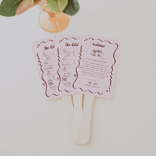 Whimsical Retro Doodle Art   Wedding Welcome Hand Fan